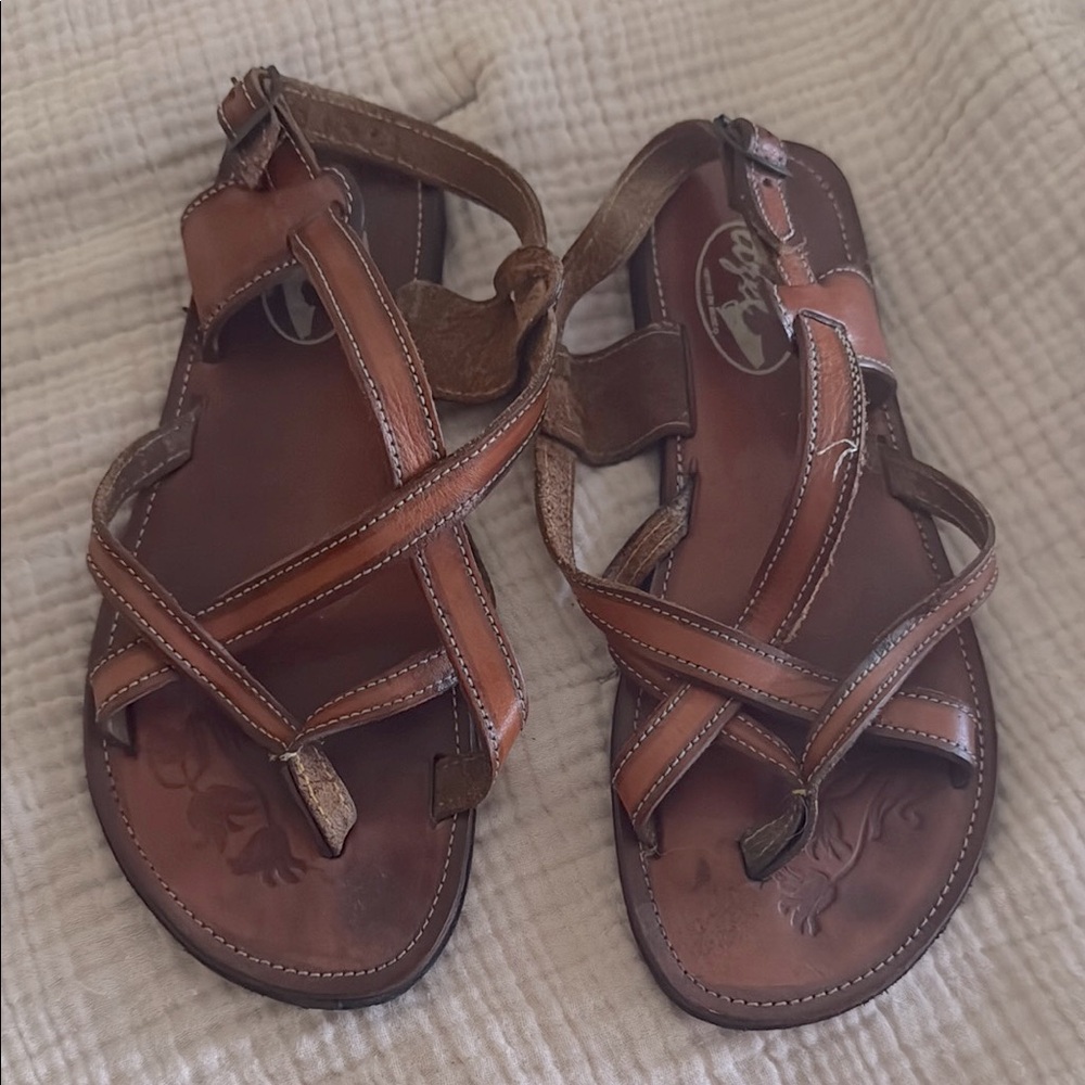 Brown Gladiator Sandals with Leather Straps